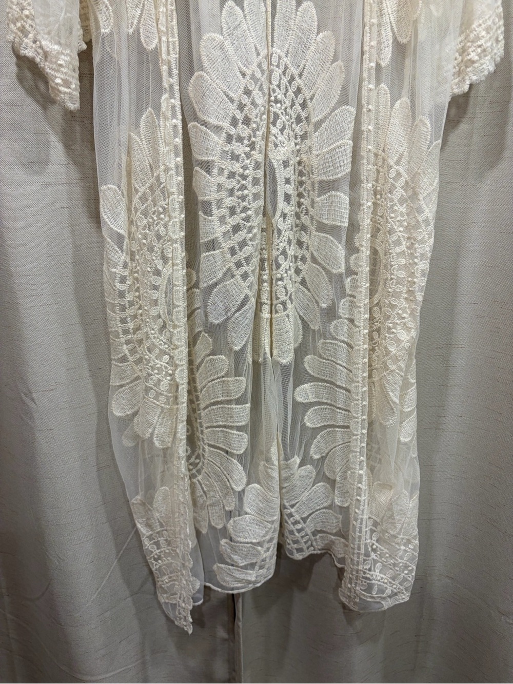 Rebellion Crochet Lace Duster Kimono in Ivory - Picture 3 of 8